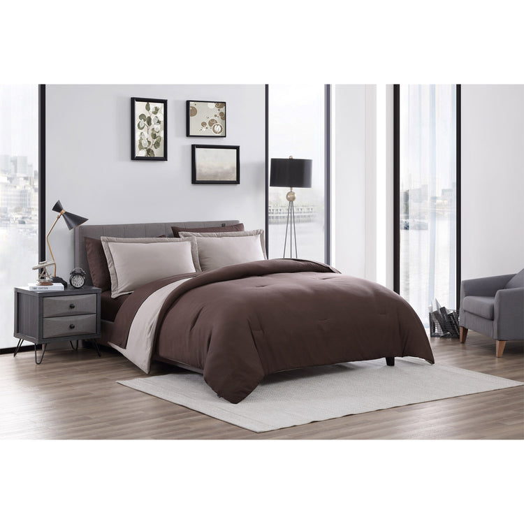 Brookstone Chestnut Reversible 7 Piece Bed In A Bag Comforter Set