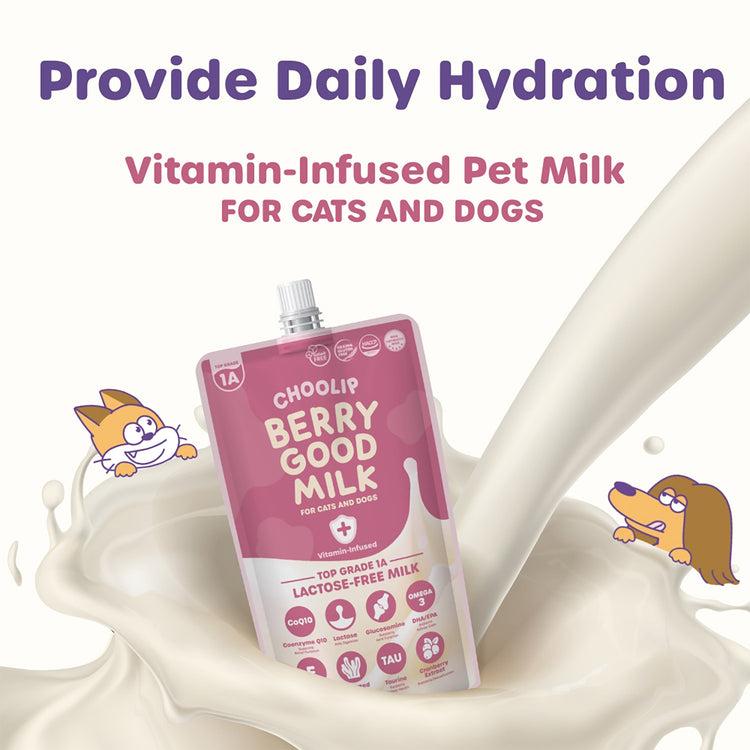 Brookstone Choolip Berry Good Milk (10 Pouches) - Lactose-Free Vitamin Drink For Pets