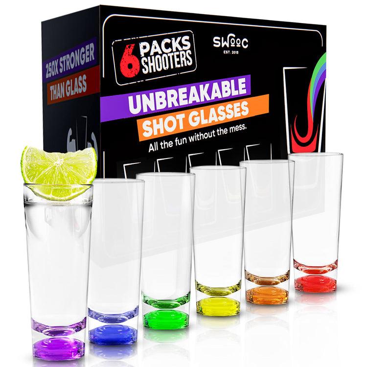 brookstone Colorful Unbreakable Tall Shot Glasses Set Of 6 (2oz)