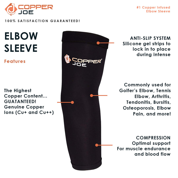 Brookstone Copper Joe Elbow Compression Sleeve 2-Pack