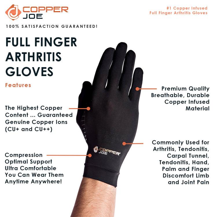Brookstone Copper Joe Full Finger Compression Arthritis Gloves
