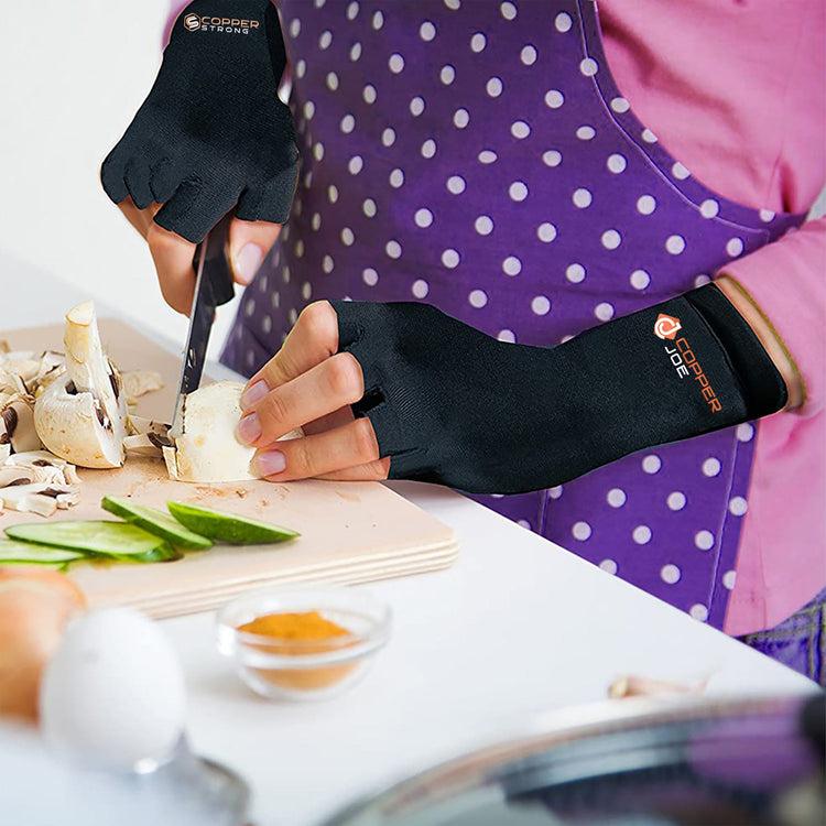 Brookstone Copper Joe Half Finger Compression Arthritis Gloves