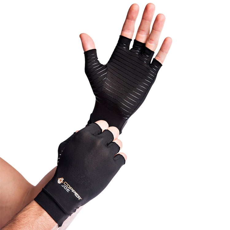 brookstone Copper Joe Half Finger Compression Arthritis Gloves