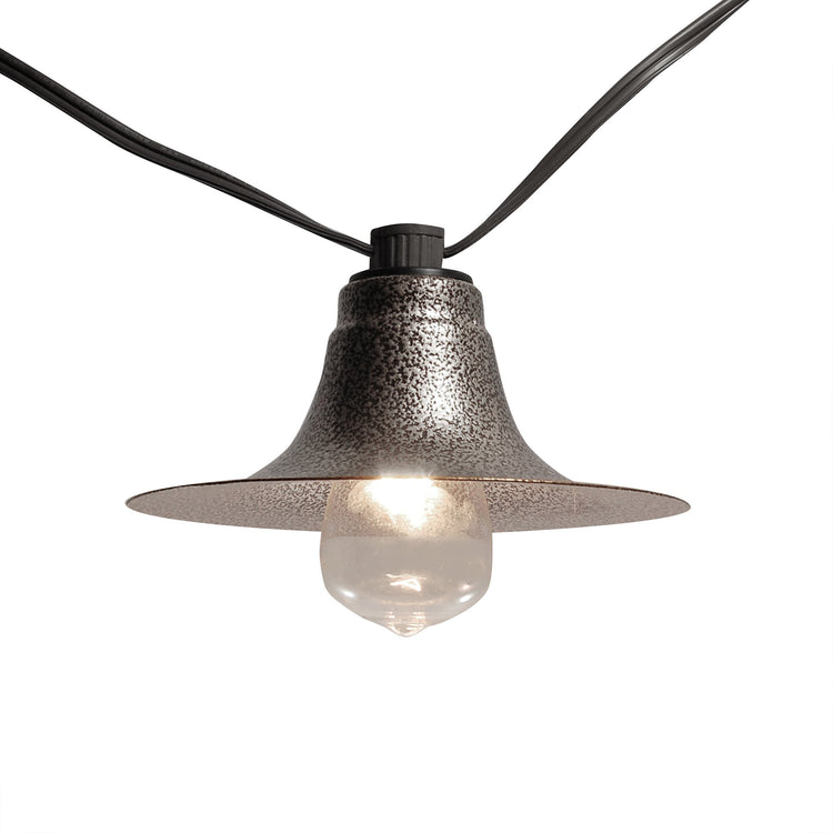 Brookstone Electric Café String Lights With 10 Silver Metal Shades