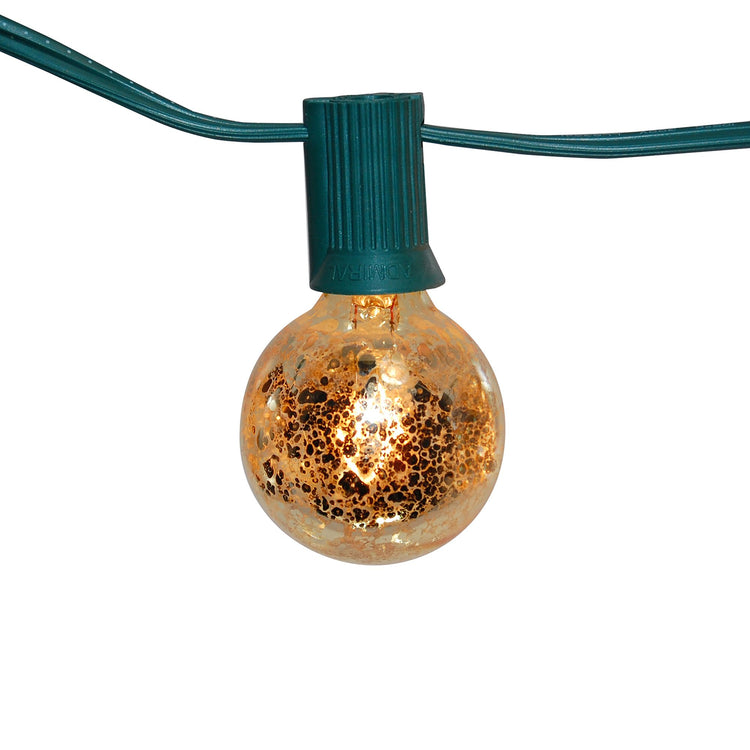 Brookstone Electric String Lights With 25 Gold Mercury Globe Bulbs
