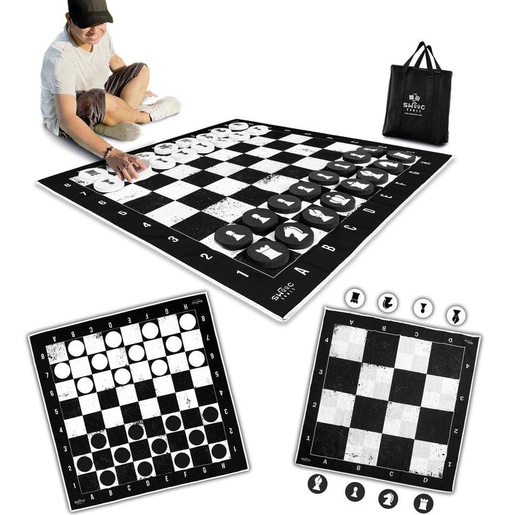 brookstone Giant Checkers Chess & Chess Tac Toe for Indoors and Outdoors