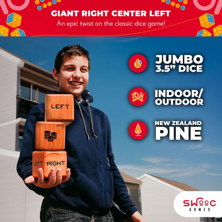Brookstone Giant Right Center Left Dice Game (All Weather) - Jumbo Wooden Lawn Game
