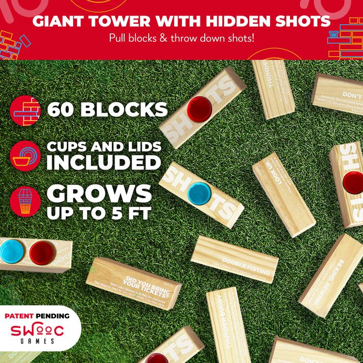 Brookstone Giant Tower Party Game With Hidden Shots