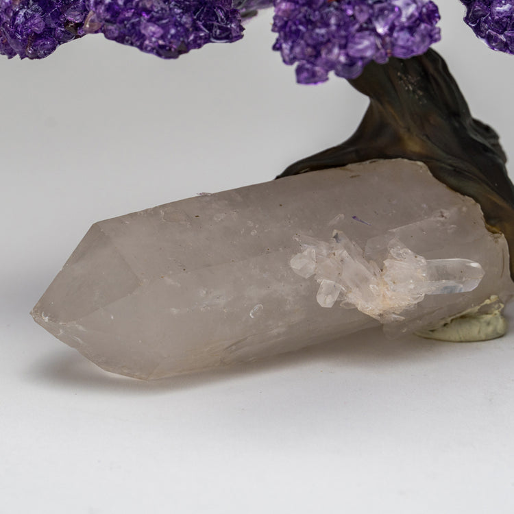 Brookstone Large - Genuine Amethyst Clustered Gemstone Tree On A Clear Quartz Crystal (The Harmony Tree)