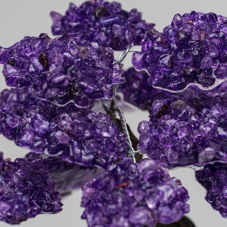 Brookstone Large - Genuine Amethyst Clustered Gemstone Tree On A Clear Quartz Crystal (The Harmony Tree)