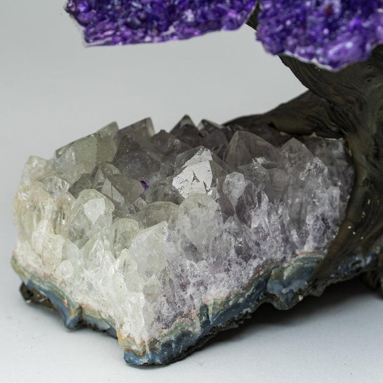 Brookstone Large - Genuine Amethyst Clustered Gemstone Tree On Clear Quartz Matrix (The Relaxation Tree)