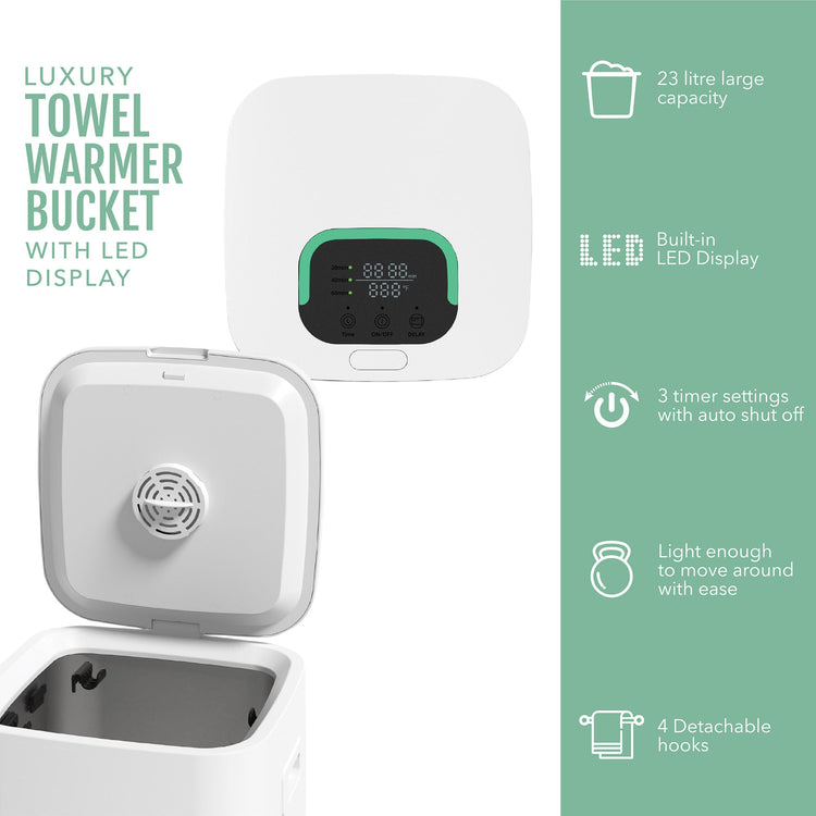 Brookstone Luxury Towel Warmer Bucket With LED Display By Pursonic