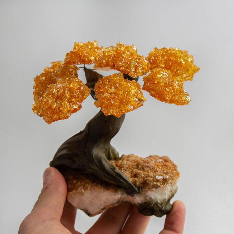 Brookstone Medium - Genuine Citrine Clustered Gemstone Tree On Citrine Matrix (The Calming Tree)