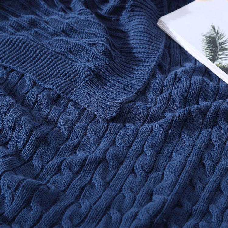 Brookstone Oak 100% Cotton Cable Knitted 50" X 70" Throw