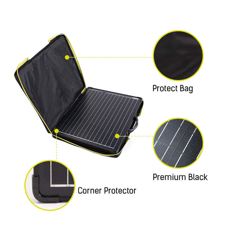 Brookstone PLK 100W Portable Solar Panel Kit Lightweight Briefcase With 20A Charge Controller