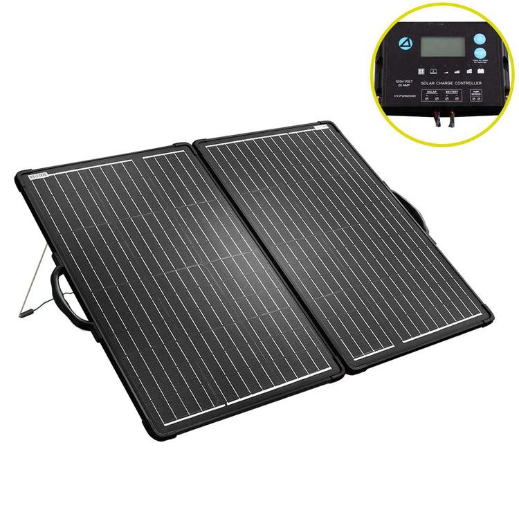 brookstone PLK 100W Portable Solar Panel Kit Lightweight Briefcase with 20A Charge Controller