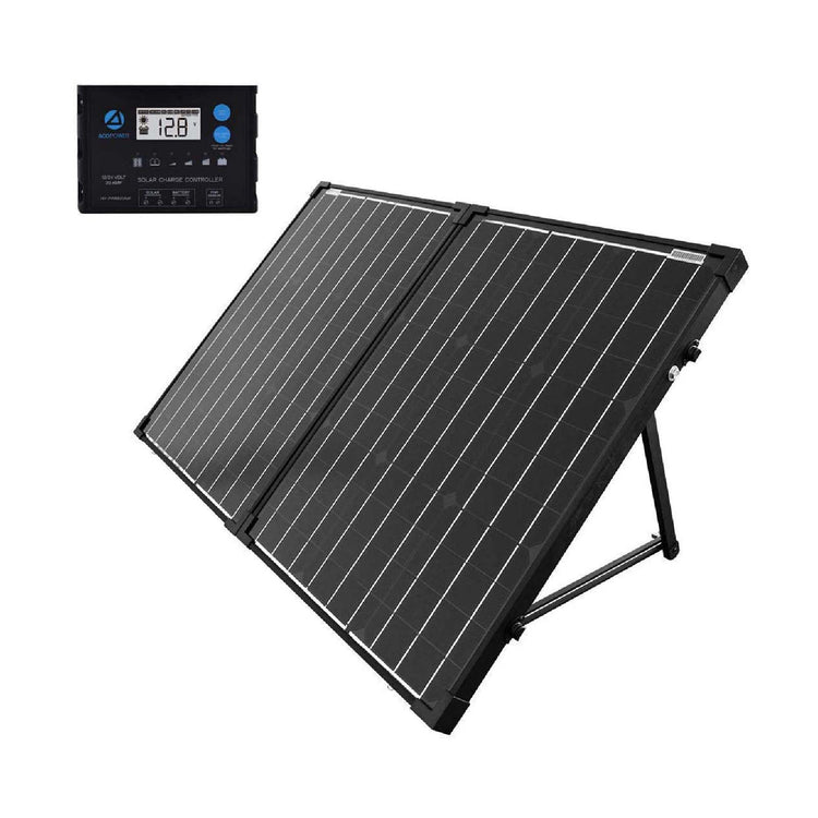 brookstone PTK100W Portable Solar Panel kit Foldable 2X 50w Mono Suitcase proteusX 20A Charge Controller