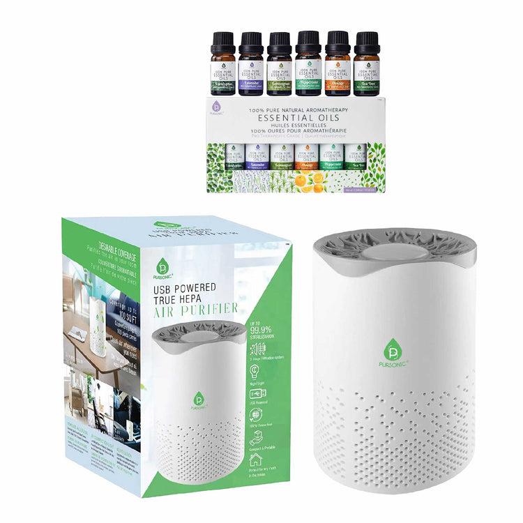 brookstone Pursonic Air Purifier with 6-Pack Premium Essential Oils Collection by Pursonic