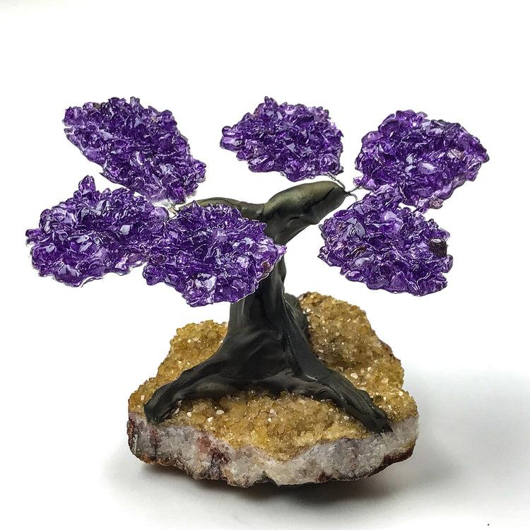 brookstone Small Amethyst Clustered Gemstone Tree on Citrine Matrix