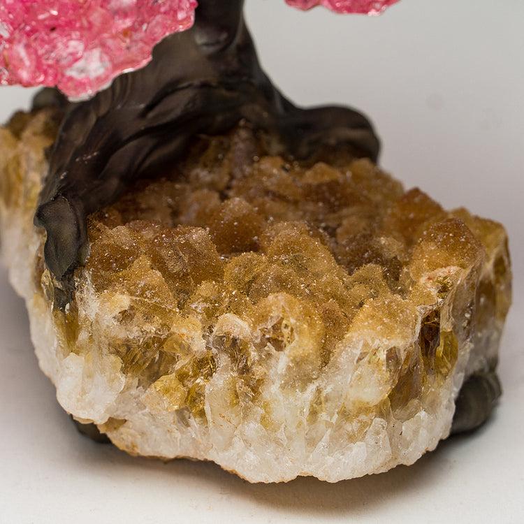 Brookstone Small Rose Quartz Clustered Gemstone Tree On Citrine Matrix