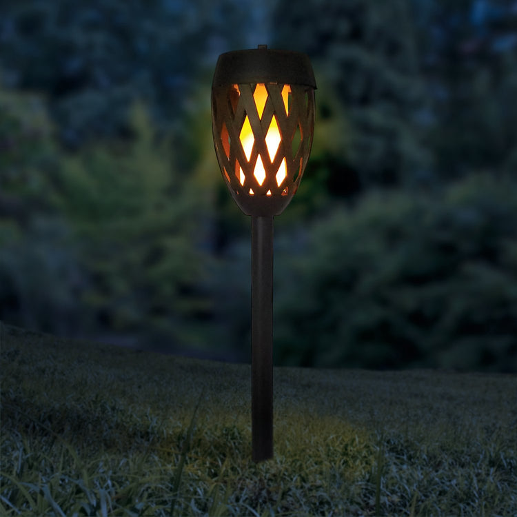 brookstone Solar Powered Flame Effect Deck Mount Mini Torch