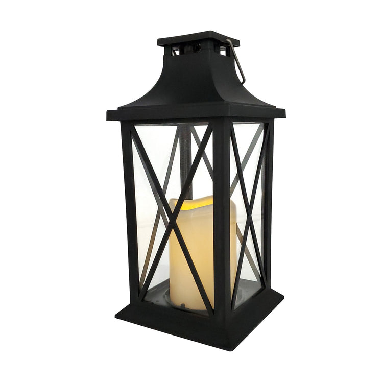 Brookstone Solar Powered Lantern With LED Candle – Crisscross