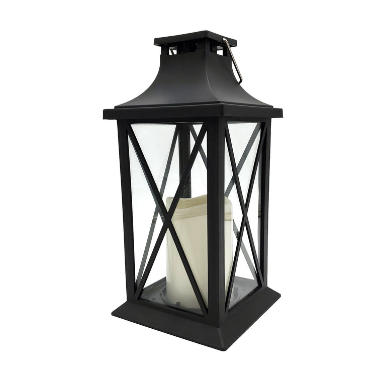Brookstone Solar Powered Lantern With LED Candle – Crisscross