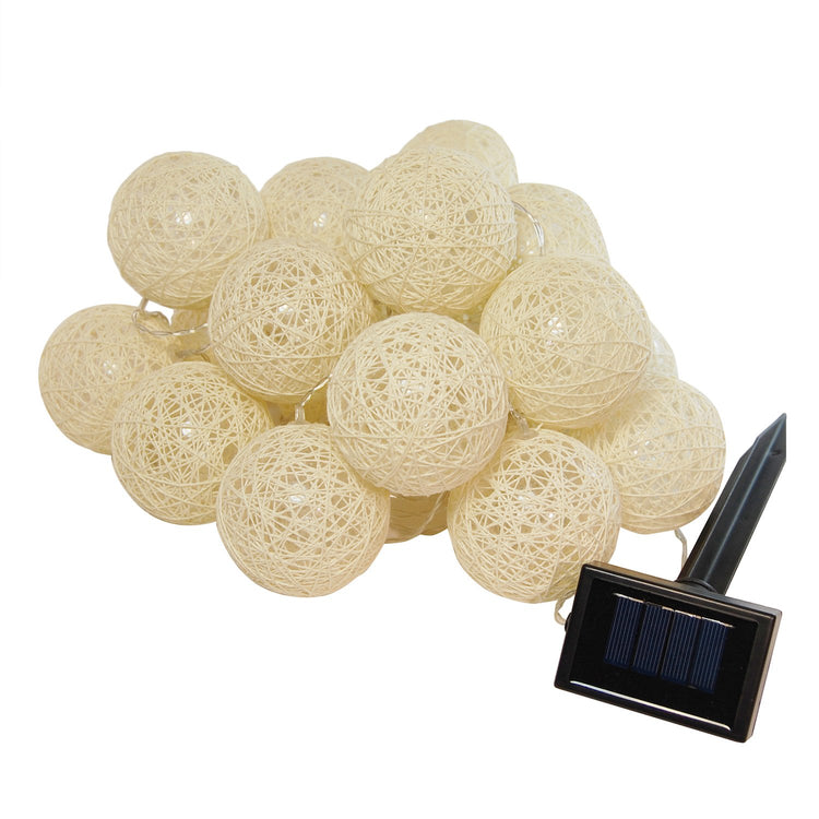 Brookstone Solar Powered String Lights With 20 Warm White Cotton Globes