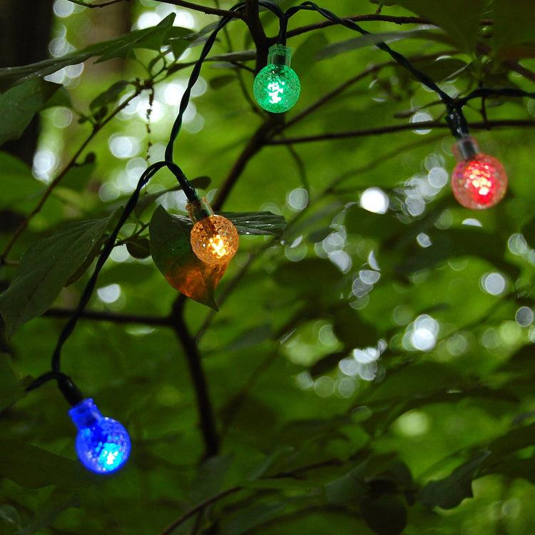 brookstone Solar Powered String Lights with Faceted Balls