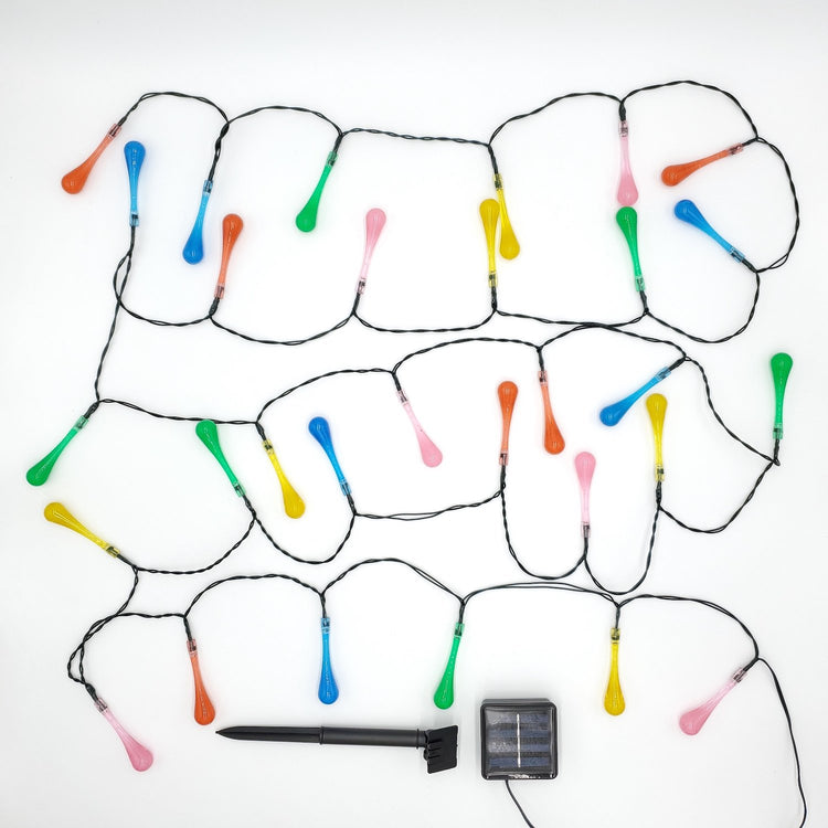 Brookstone Solar Powered Water Drop String Lights - Multicolor