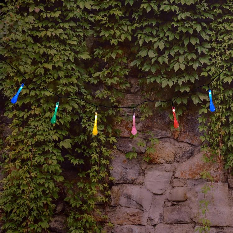 brookstone Solar Powered Water Drop String Lights - Multicolor