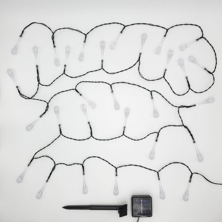 Brookstone Solar Powered Water Drop String Lights - Soft White