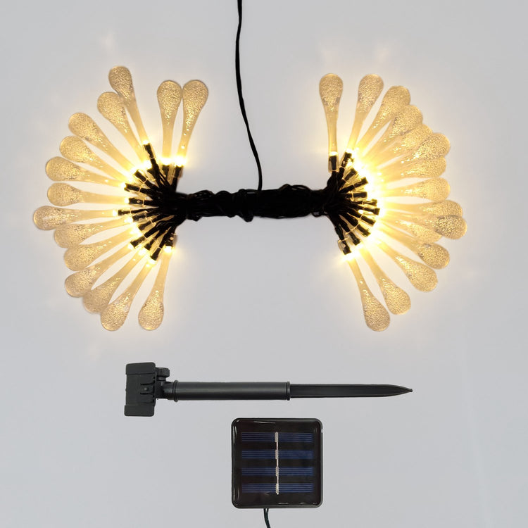 Brookstone Solar Powered Water Drop String Lights - Soft White