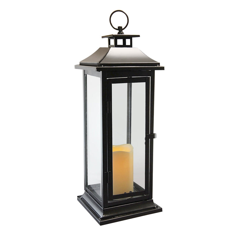 Brookstone Traditional Black Metal Lantern With LED Candle