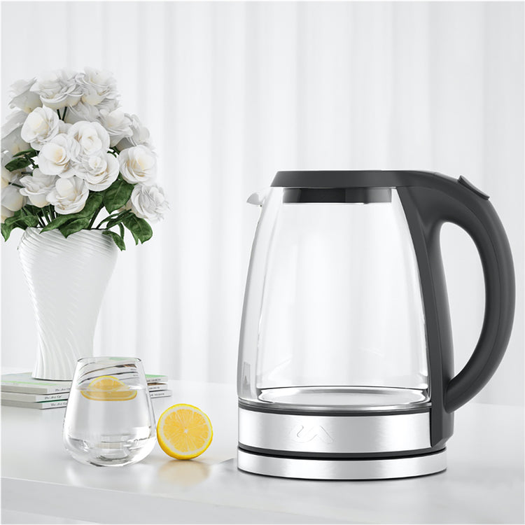 brookstone Uber Appliance 1.8L Glass & Stainless Steel Water Boiler Heater & Electric Tea Kettle
