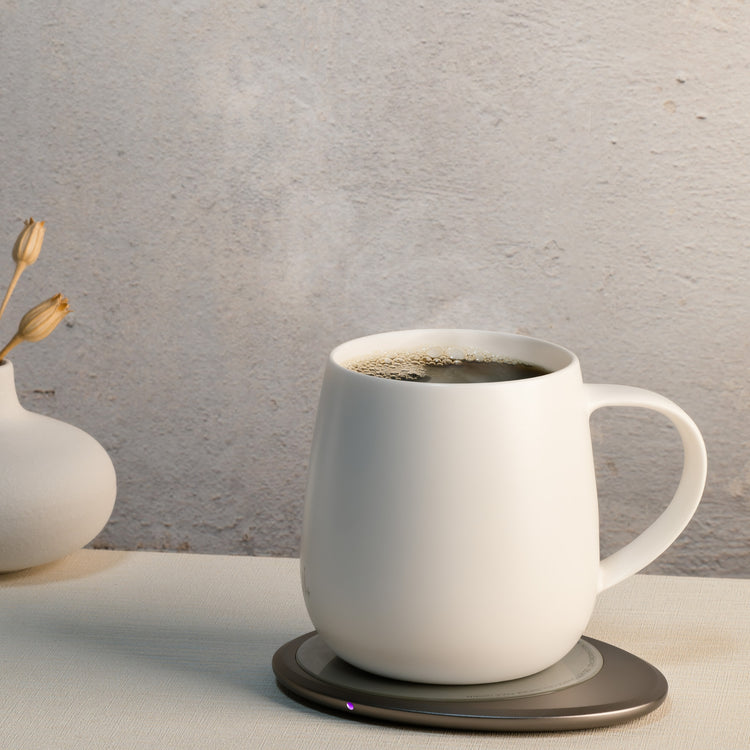brookstone Ui 3 Self-Heating Ceramic Mug & Wireless Charger (12oz)