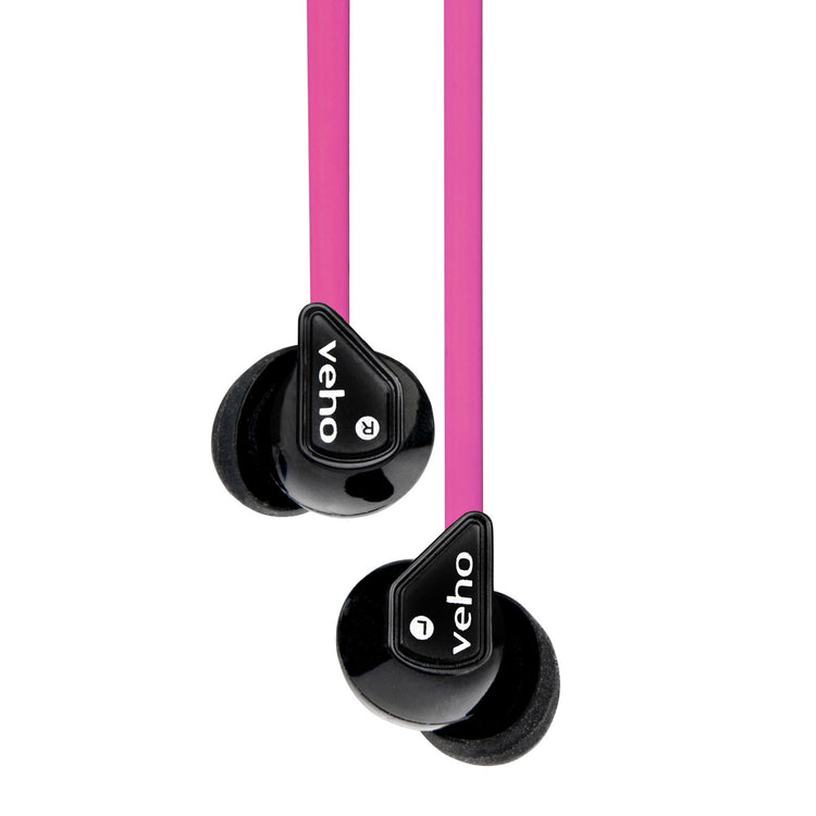 brookstone Veho 360 Z-1 Stereo Noise isolating Earphones with flex 'anti' tangle cord system - Pink