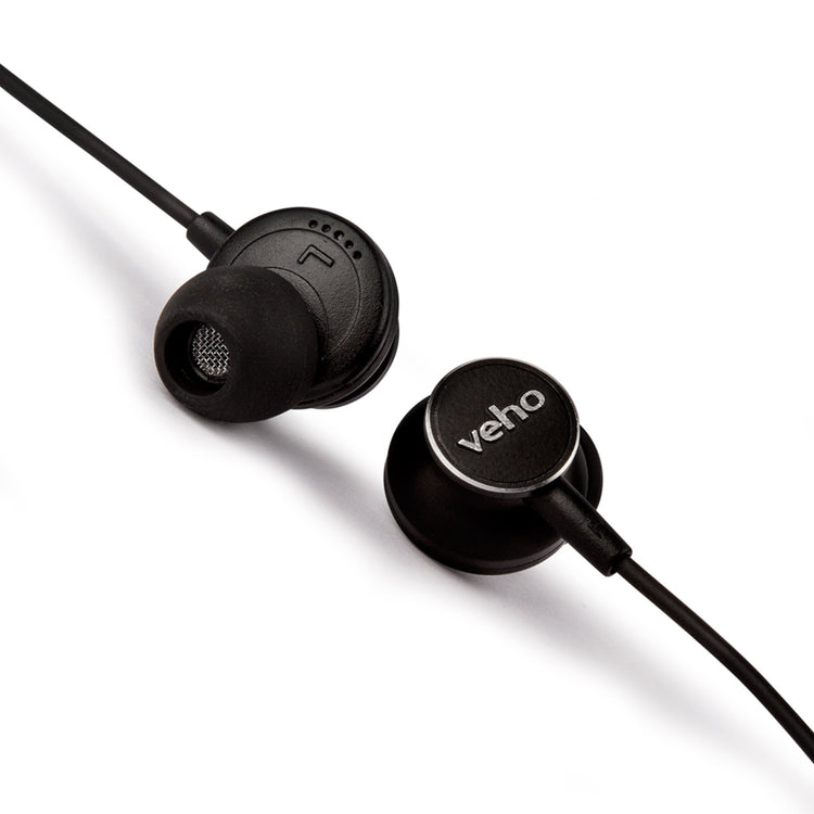 Brookstone Veho Z-3 In-Ear Stereo Headphones With Built-in Microphone And Remote Control – Black