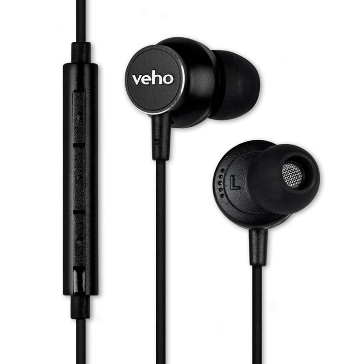 brookstone Veho Z-3 In-Ear Stereo Headphones with Built-in Microphone and Remote Control – Black