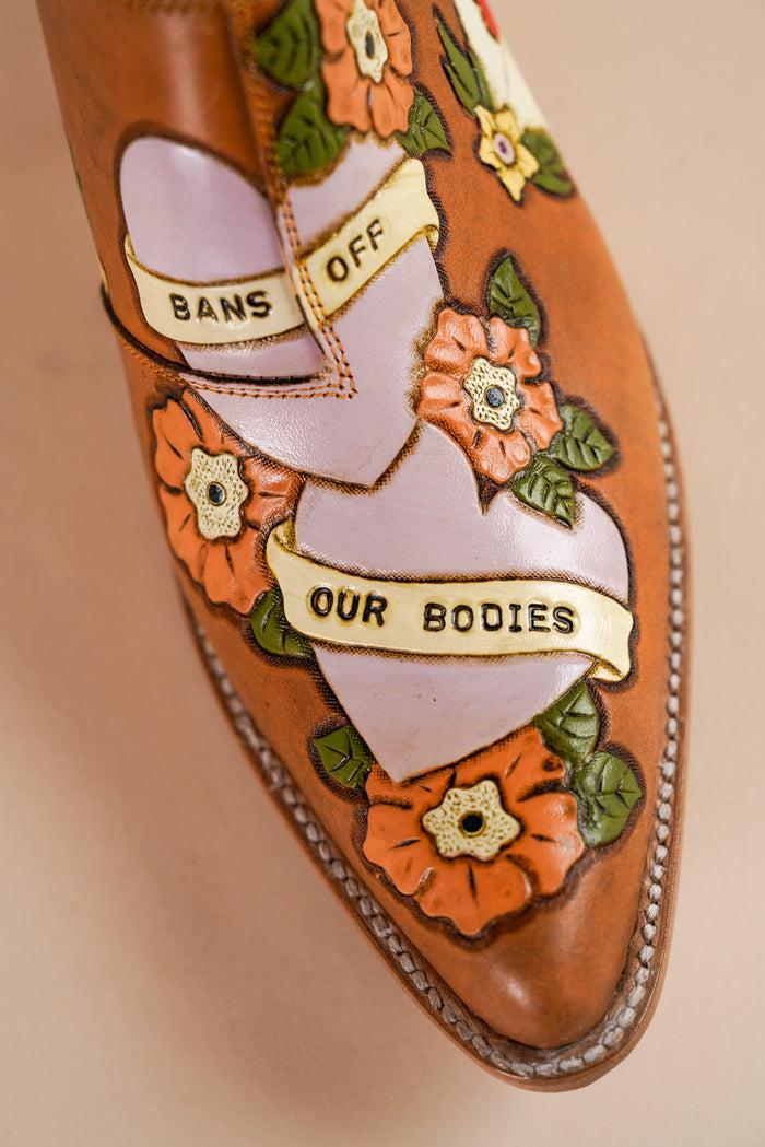 Brother Vellies Bans Off Our Bodies Doodle Mule In Caramel