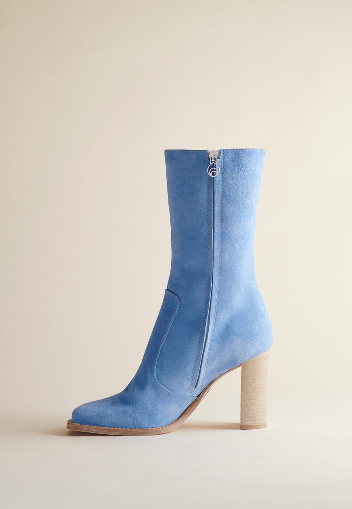 Brother Vellies Lauryn Boot In Blue Suede
