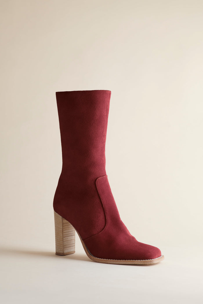 Brother Vellies Lauryn Boot In Oxblood Suede