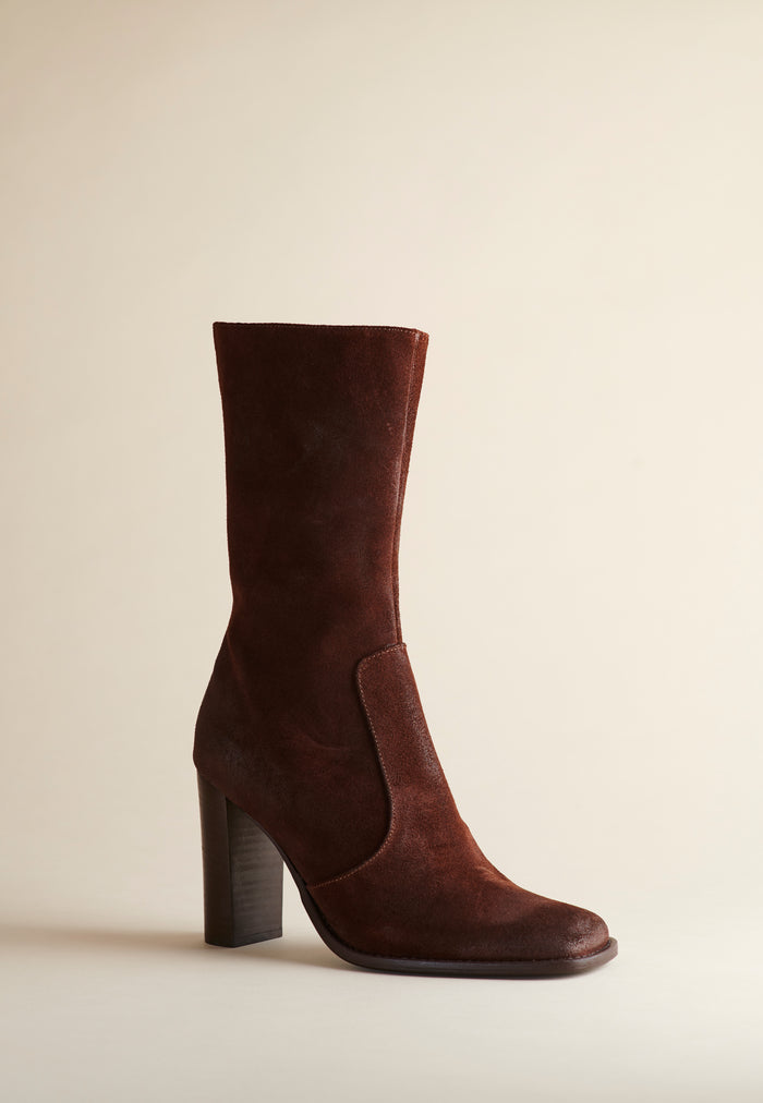 Brother Vellies Lauryn Boot In Washed Brown Suede