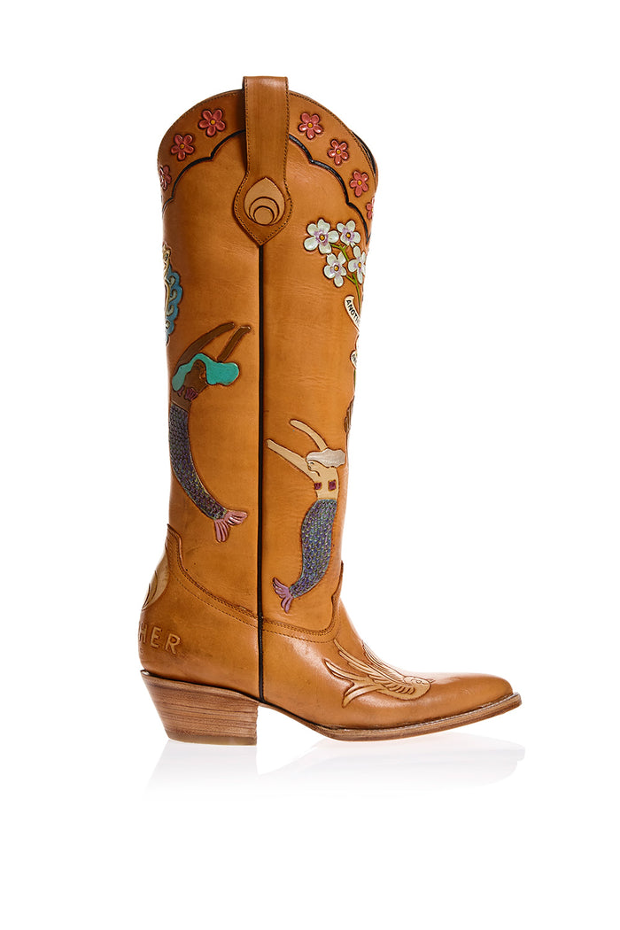 Brother Vellies Mermaid Doodle Cowboy Boots