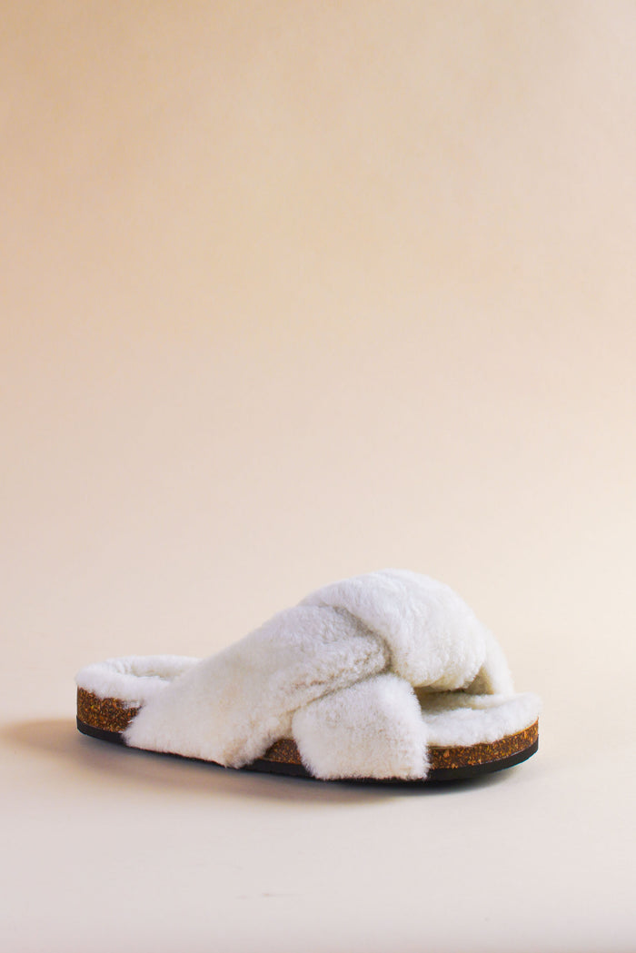 brother vellies Teddy Togo in Ivory Shearling