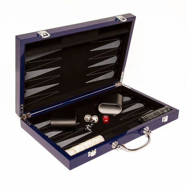 brouk & co Blue Lacquer Backgammon Set