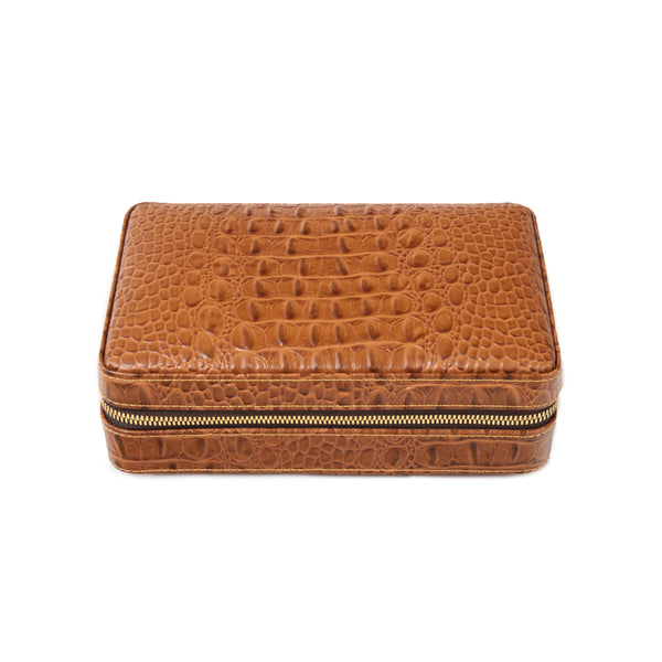 Brouk & Co Cain Croco Cigar Travel Case (Brown)