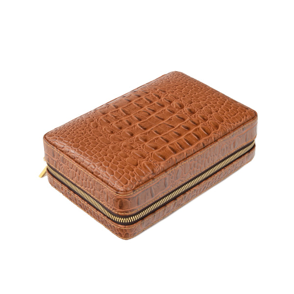 Brouk & Co Cain Croco Cigar Travel Case (Brown)