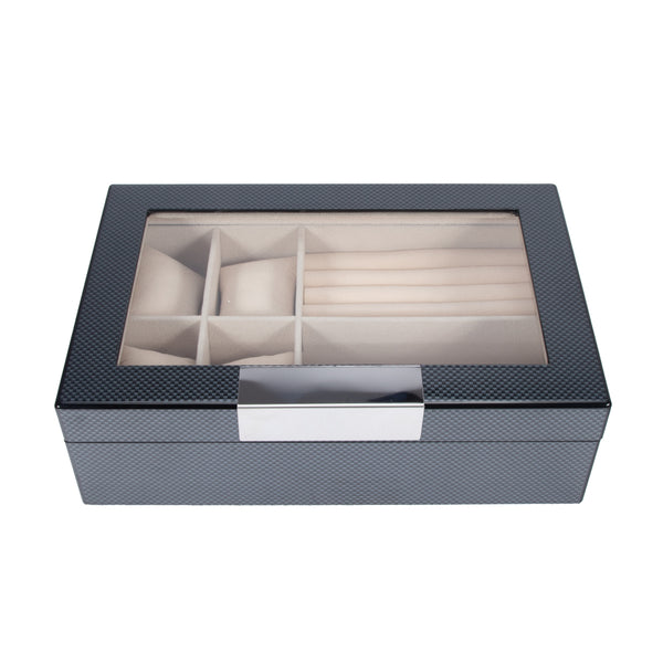 brouk & co Carbon Fiber Glass Top Jewelry Box