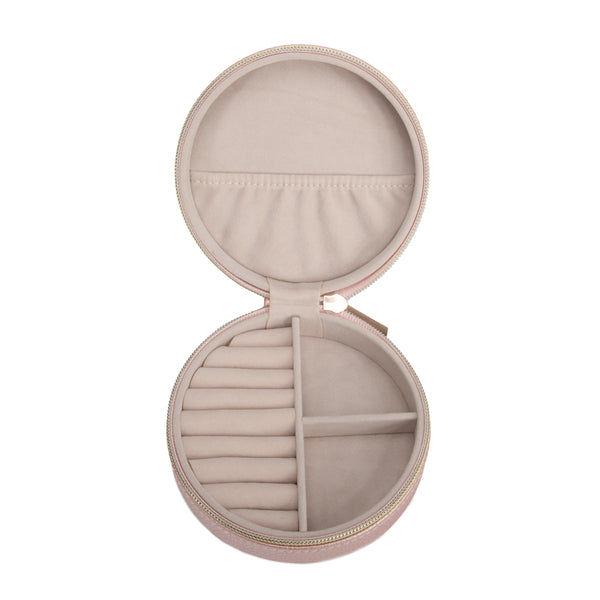 Brouk & Co Leah Quilted Round Travel Jewelry Case